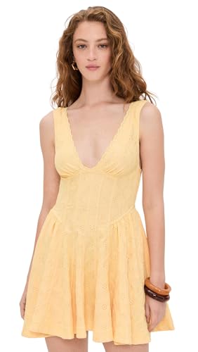 Free People Womens Cant Help It Mini Dress Golden Apricot Combo S