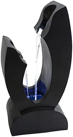 Northlight 31.5" Black Lighted Modern Outdoor Garden Water Fountain