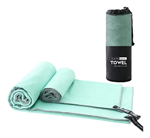 SpireHues Microfiber Travel Gym Yoga Towels Fast Drying Compact Beach Towel Light Weight Camping Towels Large Bath Sheet 2 Packs40 * 80cm+76 * 152cm) Green