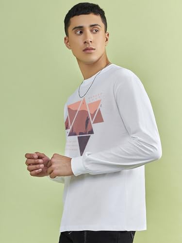 Image of Bewakoof Men's 100% Cotton Graphic Print Oversized Fit Full Sleeve Round Neck T-Shirt | Casual Wear | Street Wear | Oversized t Shirt for Men Cotton | Baggy
