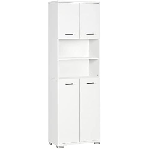 kleankin Badezimmerschrank mit 2 Schränken und 2 Regalen Cover