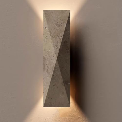 LLXDFUU Lampada da Parete retrò su e Giù per corridoio Lampada da Parete Moderna in Pietra Naturale Grigio Moderna Lampade da Parete a LED per Interni Vintage di metà secolo per Soggiorno Applique da