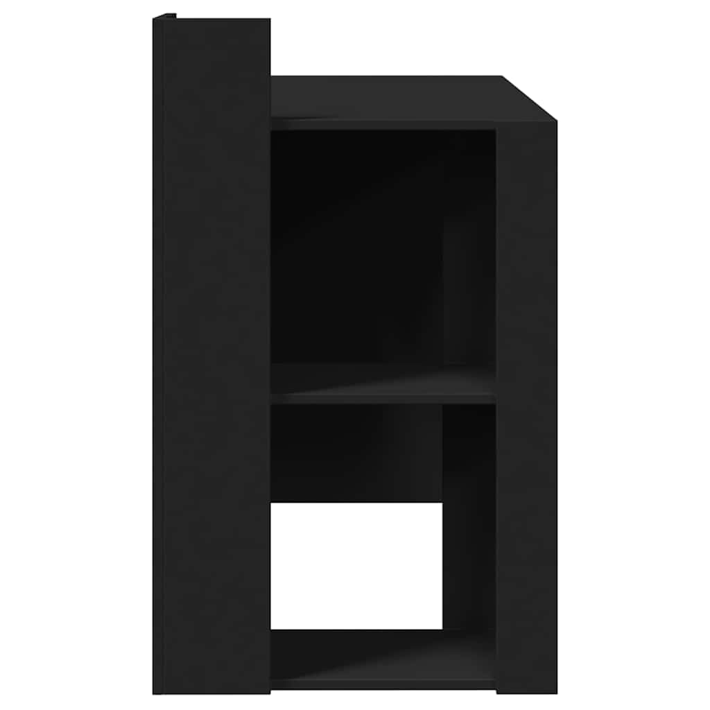 Scrivania nera in legno 103,5 x 56,5 x 94 cm, scrivania da ufficio con 2 ripiani e ripiano per laptop, monitor, stampante, home office, studio e camera dei ragazzi
