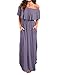 Produktbild Frauen Long Maxi Kleid Off Shoulder Ruffle Side Split Maxi Kleider Boho Long Swing A Line Plain Plissee Kleid für Strand Cocktail Hochzeit Trägerloses Sommerkleid Kaftan (Color 06, S)