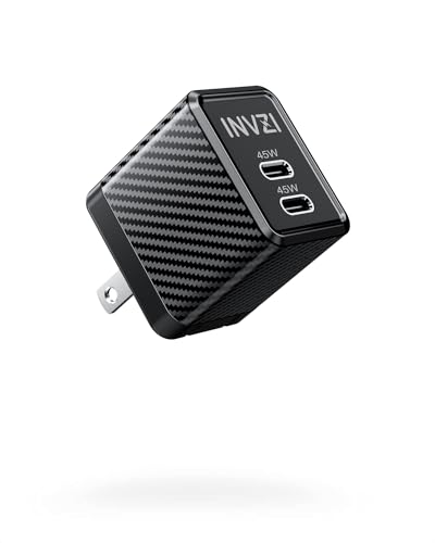 INVZI GaNHub 45W USB C GaN Charger, 2 Ports Foldable PPS Fast Charger Supports Super Fast Charging for Samsung Galaxy S24 Ultra/S23, iPhone 16/15, iPad Pro, Pixel