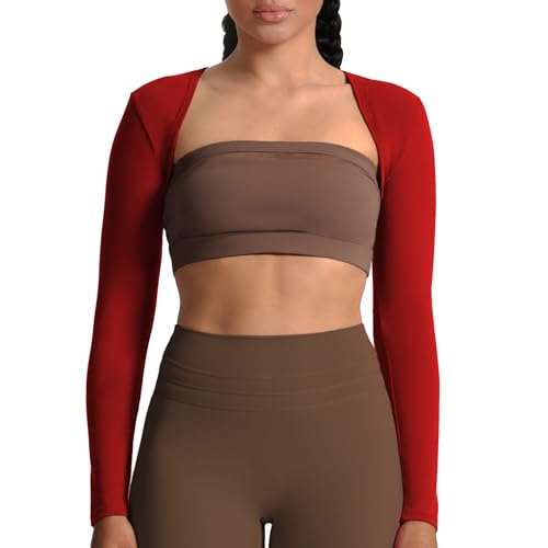 Image of Aoxjox Women's Lexi Lined Bolero Shrug | workout long sleeve,waist-defining cropped fit,open front cardigan,buttery soft fabric,layering,yoga,gym,daily wear