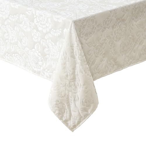 Laura Ashley Wrinkle Resistant Annaleigh Tablecloth, 60" x 84", Ivory