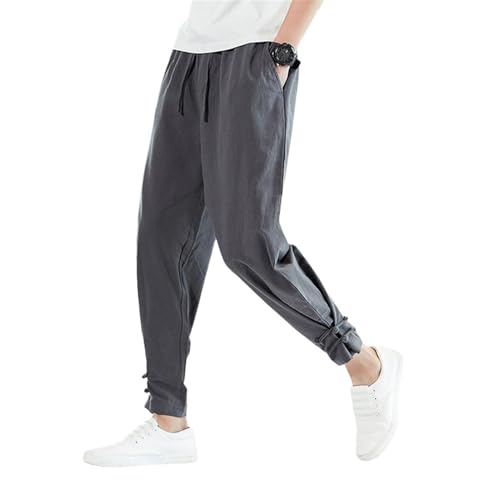 Pantalon de jogging court en lin respirant et mince style chinois