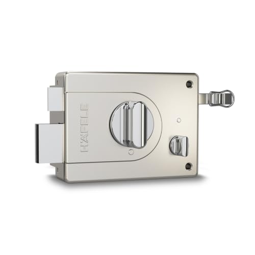 Image of Hafele Night Latch Rim Lock | Dimple Key Security | Double Throw Deadbolt | Durable Finish | Silver | Reversible Design | 10 Years Warranty
