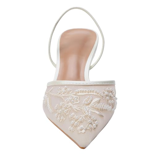 Image of Fashion Mesh Slingback Pumps Shoes for Women Ankle Strap Pointed Toe Pumps