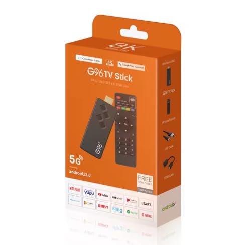 G96 TV Stick Android 13.0, 8K Ultra HD, 2GB+8GB, 5G WiFi, con mando a distancia por infrarrojos y cable HDMI