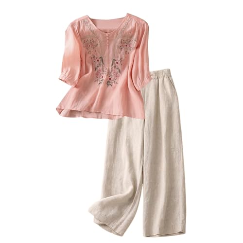 Capri Outfits for Women 2 Piece Sets, Women Linen Capri...