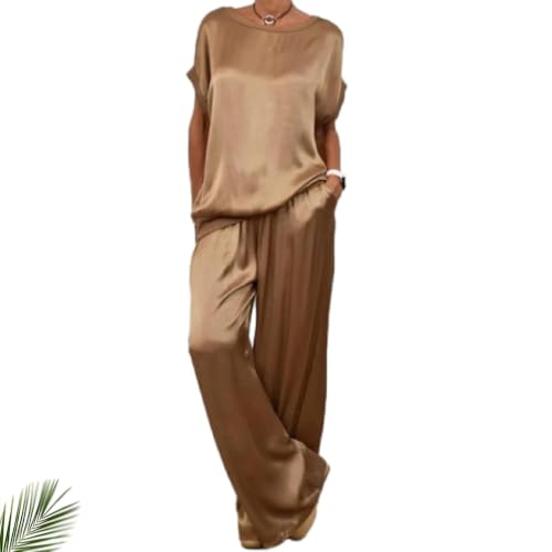 Costume 2 pièces décontracté en satin pour retrouver le bien-être chez soi
