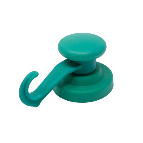 Green Rubber Coated Neodymium Magnet with Swivel Hook for Holding Rope Wires and Clothing - 43mm dia (Pack of 10) - Image 2
