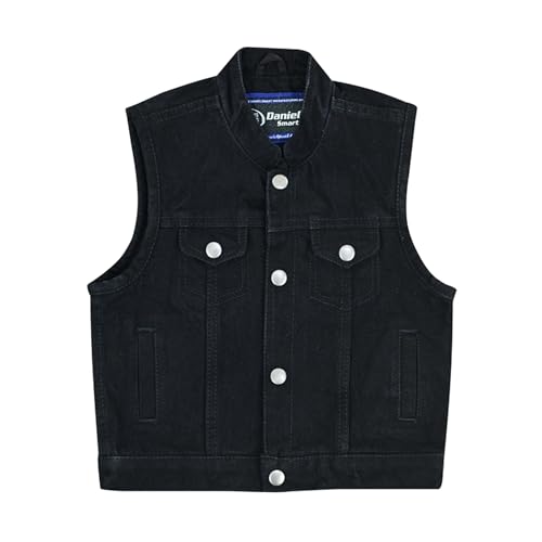 Daniel Smart Kids Jean Vest Premium Quality Denim Vest Kids with Unique Design and Multiple Pockets