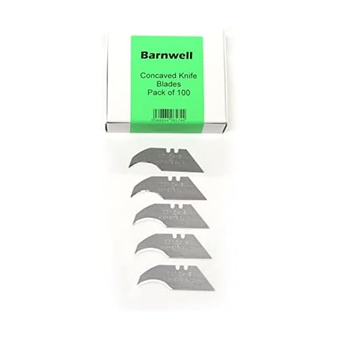 Barnwell Pack of 100 Concave Utility Trimming Knife Blades Made in UK for Carpet Dolphin Knives Cover
