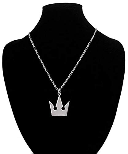 yakangda Kingdom Hearts Sora Necklace Plated Halloween Cosplay Costume Sora Necklace Silver Crown Pendant Necklace Accessory2