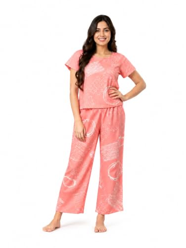Image of Yash Gallery Women's Cotton Straight Geomatrical Printed Night Suit for Women