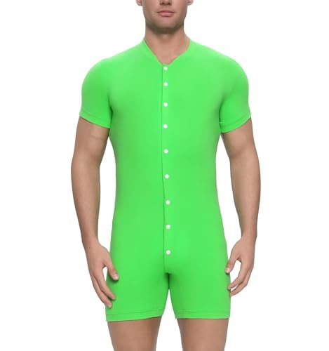 Mens Short Sleeve Onesie Sleepwear Henley Jumpsuit Romper for Adults Bodysuit One Piece Pajamas3