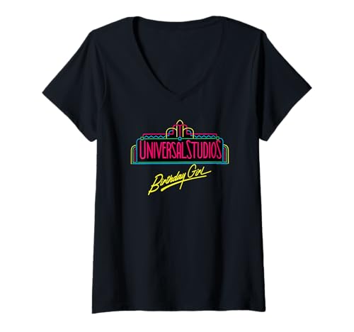 Womens Universal Studios Marquee Birthday Girl V-Neck T-Shirt
