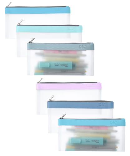 Image of Mr. Pen- Clear Pencil Pouch, 8.50 inchx4.25 inch, 6 Pack, Durable TPU Material | Medium Water-Resistant Pencil Bags with Smooth Zipper, Multipurpose Clear Pouch for Stationery, School, Office