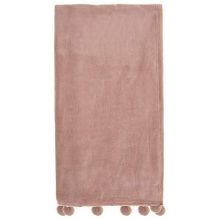 ONLINE DEALS OUTLET New Comfortable Pom Pom Throw - Blush Throw Blanket on Chair Sofa and Bed for Bedding and Napping