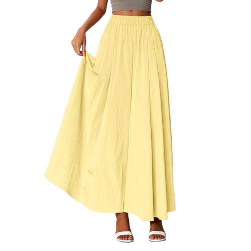 Women Summer Flowy Pants High Elastic Waisted Vacation Beach Palazzo Pants Wide Leg Lightweight Baggy Casual Trousers