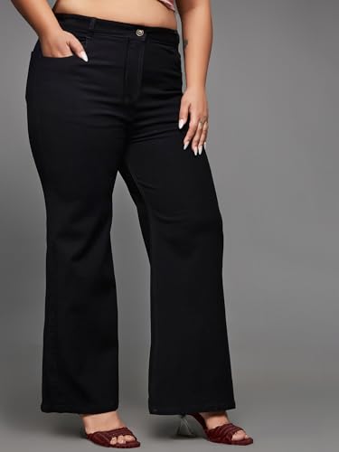 Image of Miss Chase A+ Women's Wide-Leg High Rise Regular-Length Stretchable Denim Jeans