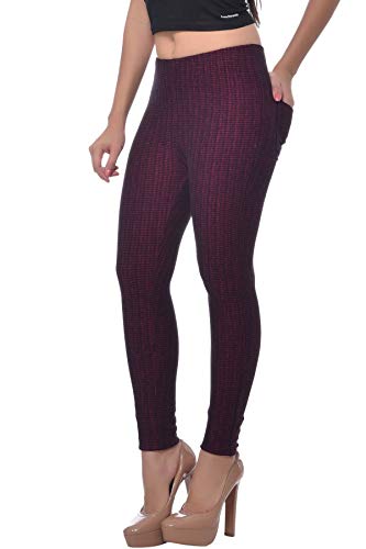 Image of Frenchtrendz Women's Cotton Spandex Jacquard Stretchable Slim Fit Jegging with Back Pockets