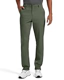 Men's Classic Fit Stretch Golf & Dress Pants 32'' - All-Day Comfort Performance Pants for Travel, Business Casual & Work Yellow Olive, 32W x 32L