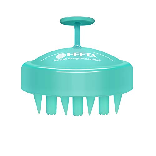 Heeta Hair Scalp Massager, Updated Wet and Dry Hair Shampoo Brush Scalp Massage Brush with Soft Silicone Brush Head Massager, Green
