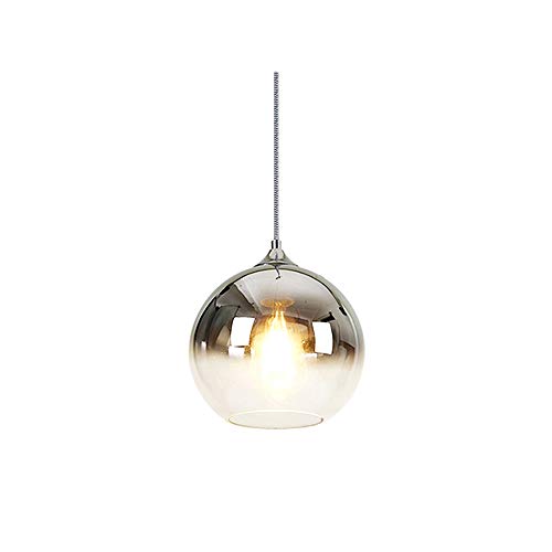 I-xun Silver Gradient Pendant Light Glass Lamp Shade Colorful Chandelier Lighting Fixture Globle Hanging Lamp in Kitchen Island Farmhouse (7.8 Inches)