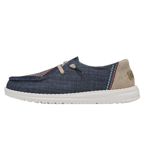 Image of HEYDUDE Women's Wendy Boho Ocean Blue Size 5 | Women's Shoes | Women's Lace Up Loafers | Comfortable & Light-Weight
