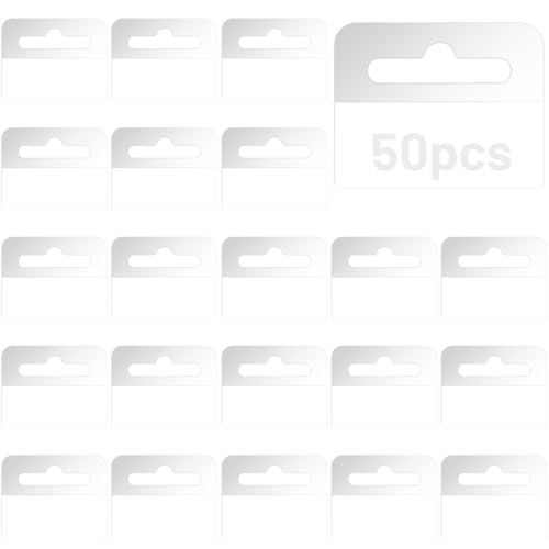 COYUN 50 Stück Lochhaken Durchsichtige Klebelaschen, Eurolochaufhänger Flexibel Selbstklebende Aufhänger Hang Tabs Kunststoff Hängen Tabs Etikett Aufhängelaschen für Einzelhandelsdisplay, 52 x 41 mm