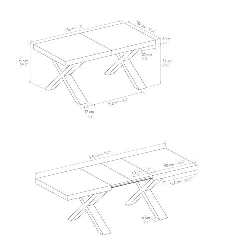 Table extensible Marco chêne 260 cm 10 pers PAZZO DESIGN