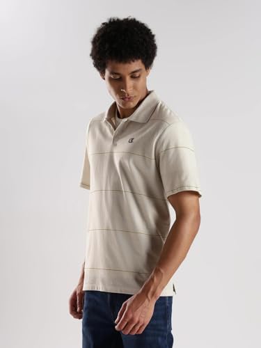 Image of Striped Relaxed Fit Cotton Polo T-Shirt