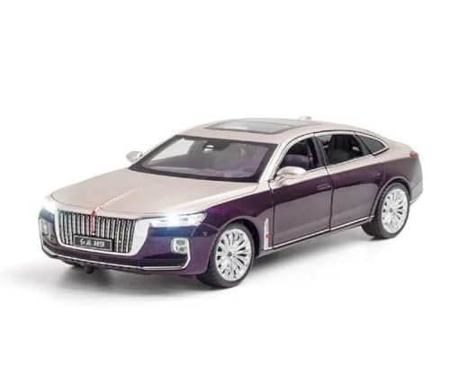 Image of LONGMIRE 1:24 HONGQI H9 Luxury Sedan Toy Car Model, Diecast Collectible Pull Back Model Car with Sound and Light, Toy Gift Vehicles for Adults Kids Boys Girls【Color As Per Stock】
