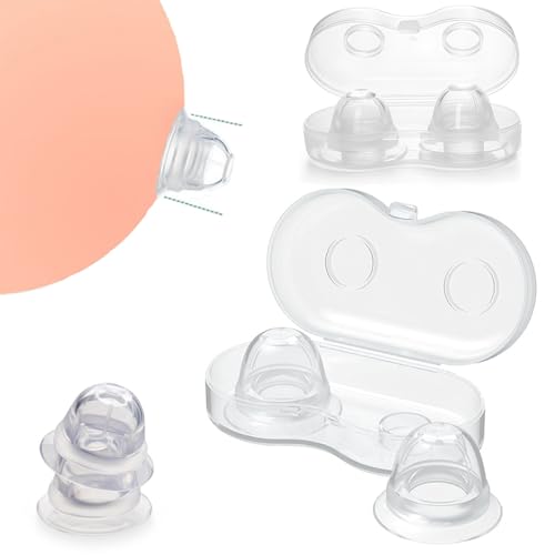 乳首吸引器 乳頭保護器 陥没 吸引 扁平乳首 解消 2/4個入り 手動式吸盤吸引 保護 乳頭補正器 漏れ防止 洗濯可能 収納ケース付き 陥没 予防 防止 ニップルサッカー 授乳 自宅で 産後ケア (4個入り)