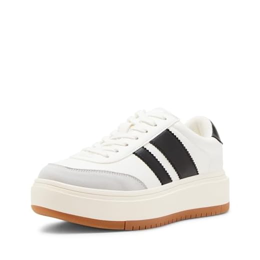 Madden Girl Women's Navida Sneaker, White/Black, 7