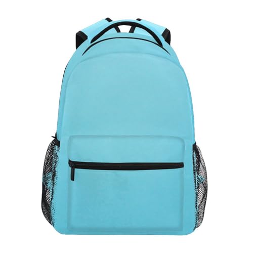 Sac à dos bleu uni imperméable pour ordinateur avec multiples poches de 16 pouces