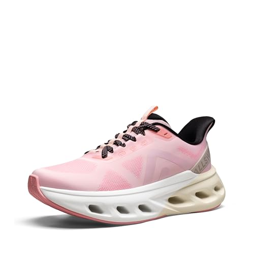 ALLSWIFIT Women's Slip On Walking Shoes Cushioning Hands Free Non-Slip Arch Support Breathable Lightweight Comfortable Workout Tennis Running Gym Fashion Sneakers 6 Pink