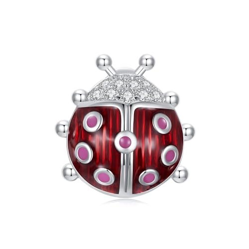 Ciondolo Charm Coccinella che Brilla al Buio per Bracciale Pandora, Gioielli Luminosi in Argento Sterling 925 come Regalo Gioiello per Mamma, Amica, Sorella