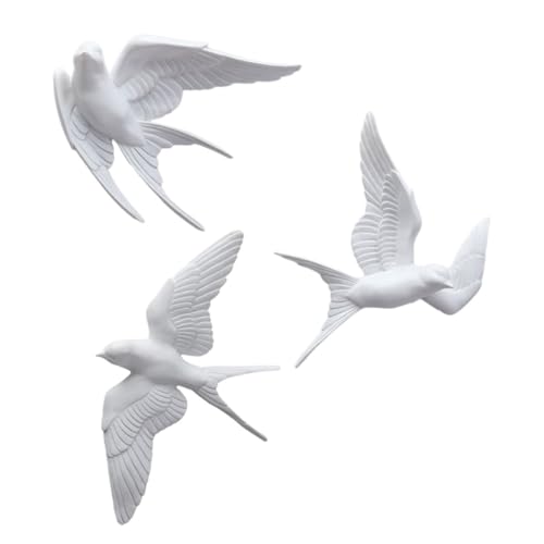 Hirondelles en résine blanche décor rustique maison extérieur lot de 3 pièces