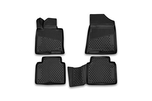Se adapta a Kia Optima 2016-2020 / Hyundai Sonata 2015-2019 – Alfombrillas de piso delanteras y 2ª fila, juego completo de forros para todo tipo de clima (negro)