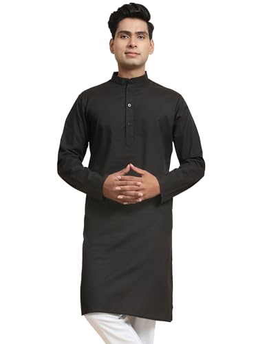 Image of Men's Cotton Solid Dress Long Kurta Regular Fit Casual