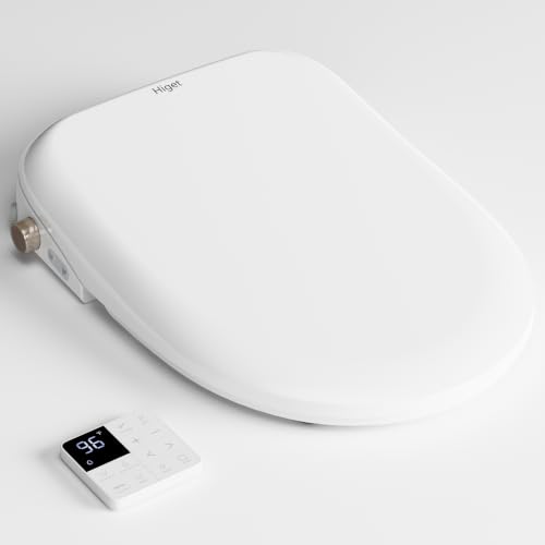 Heated Toilet Seat With Bidet, Electric Bidet Toilet Seat With Warm Air Dryer, Self Cleaning Nozzle, Warm Water Wash, Soft Close, LED Night Light, Wireless Remote Control, Easy Installation Elongated