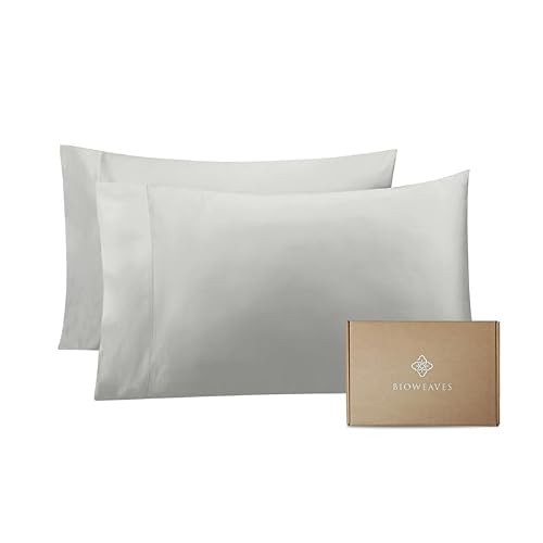 Bioweaves 100% Organic Cotton King Pillow Cases 300 Thread Count Soft Sateen Weave GOTS Certified – King Size, Set of 2, Silver