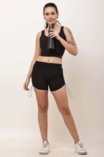 Streetspark Women's Polyester Running Shorts with Back Phone Pocket | Quick Dry Gym, Yoga, Workout & Swimming Sports Shorts (in, Alpha, L, Black) - Image 6