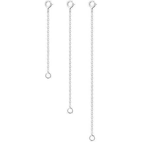 LANCHARMED 3 Stück 925 Sterling Silber Verlängerungskette für Damen, Kettenverlängerung um Ihre Colliers und Armband zu Verlängern - Länge : 2 3 4 Zoll Cover
