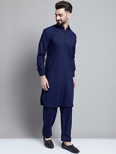 Image of Jompers Men's Cotton Solid Pathani Kurta With Pant